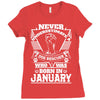 Never Underestimate Dog Rescuer Who Was Born January Ladies Fitted T-Shirt