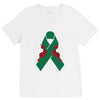 liver ribbon and rose V-Neck Tee