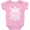 Queens Are Born In September Baby Onesie