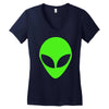 uomo alieno ufo stampa verde fluo divertente mitiche Women's V-Neck T-Shirt