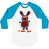 i love you bunny hare rabbit cupid couple kiss fun 3/4 Sleeve Shirt