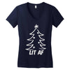 lit af christmas tree Women's V-Neck T-Shirt