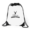 buck merry christmas Drawstring Bags