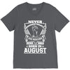 Never Underestimate Dog Rescuer Who Was Born August V-Neck Tee