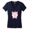 cute surprised pig pig Women's V-Neck T-Shirt