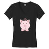 cute surprised pig pig Women's V-Neck T-Shirt