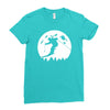 skiier moon moonlight silhouett Ladies Fitted T-Shirt