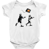 banksy kids play t.v. ball Baby Onesie
