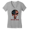 skull us flag live free or die Women's V-Neck T-Shirt