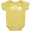 motorbike motorcycle ape to evolution sticker transfer iron on Baby Onesie