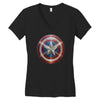cotton captain america shield distressed, ideal gift or present Women's V-Neck T-Shirt