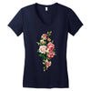 breast cancer flowers Women's V-Neck T-Shirt
