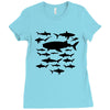 shark chart light blue t shirt Ladies Fitted T-Shirt
