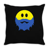 bearded smiley face Throw Pillow