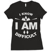 i know i am difficult ski mountain Ladies Fitted T-Shirt