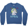 unicorns are born in april cute unicorn Crewneck Sweatshirt