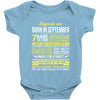 Legends Are Born In September Baby Onesie