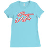 c'est la vie neon slogan Ladies Fitted T-Shirt