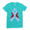 stomach cancer ribbon and rose Ladies Fitted T-Shirt