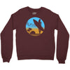 beach surfer silhouette birds sand waves palm Crewneck Sweatshirt