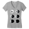 the phases of the moon of laika dog Women's V-Neck T-Shirt