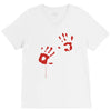 bloody hand print funny zombie kill undead blood horror killer V-Neck Tee