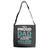 i'm a proud dad of freaking awesome welder Adjustable Strap Totes