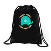 an elephant never cares Drawstring Bags