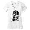 i shoot people t shirt funny photographer tee camera photography digit Women's V-Neck T-Shirt