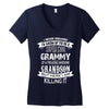 Super Cool Grammy Of A Freaking Awesome Grandson Women's V-Neck T-Shirt