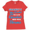 Grandpa Was Created because Grankids Need Real Heroes Ladies Fitted T-Shirt
