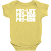 pro life, pro god, pro gun Baby Onesie