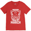 Never Underestimate Dog Rescuer Who Was Born March V-Neck Tee