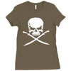 biker pirate skull bones swords Ladies Fitted T-Shirt