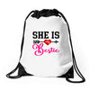 she is my bestie Drawstring Bags