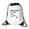 are you drunk check Drawstring Bags