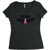 angel wing believe breast cancer Women's Triblend Scoop T-shirt