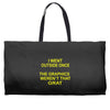 i went outside once Weekender Totes