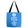 keep calm and disc golf on target frisbee basket Tote Bags