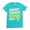 January February Michigan April - March Madness Basketball Ladies Fitted T-Shirt