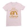what happens in camper stays in camper vintage style camp funny Ladies Fitted T-Shirt