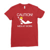 caution men at work Ladies Fitted T-Shirt