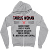 Taurus Woman Zipper Hoodie