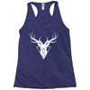 deer head vector white logo Racerback Tank