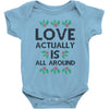 Love Actually Is All Around Ugly Christmas for light Baby Bodysuit