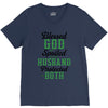 blessed god by spoiled by my husband protected by both V-Neck Tee