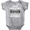 never underestimate an old man who was born in december Baby Onesie