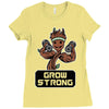 groot grow strong galaxy gym fitness mashup Ladies Fitted T-Shirt
