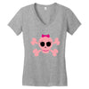 fummy pink skull long sleeve Women's V-Neck T-Shirt