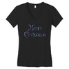 merry christmas colorful glitter Women's V-Neck T-Shirt